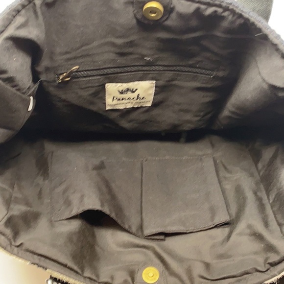 Panache Boho Aztec Woven Tote Bag With Pom Detail - Picture 9 of 10